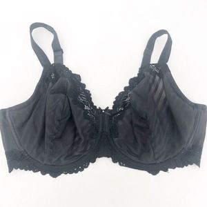 Women's Whimsy Bra Size 46D Underwire Unlined Black Striped Lace Lingerie